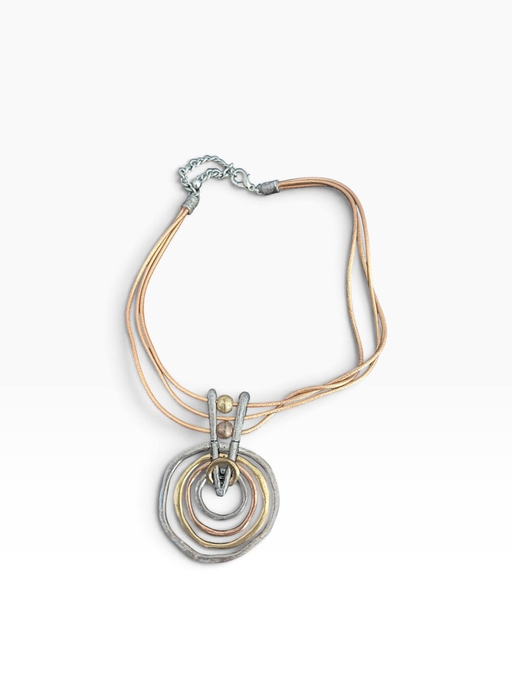 Multi-Tone Circle Pendant Necklace in Gold and Silver